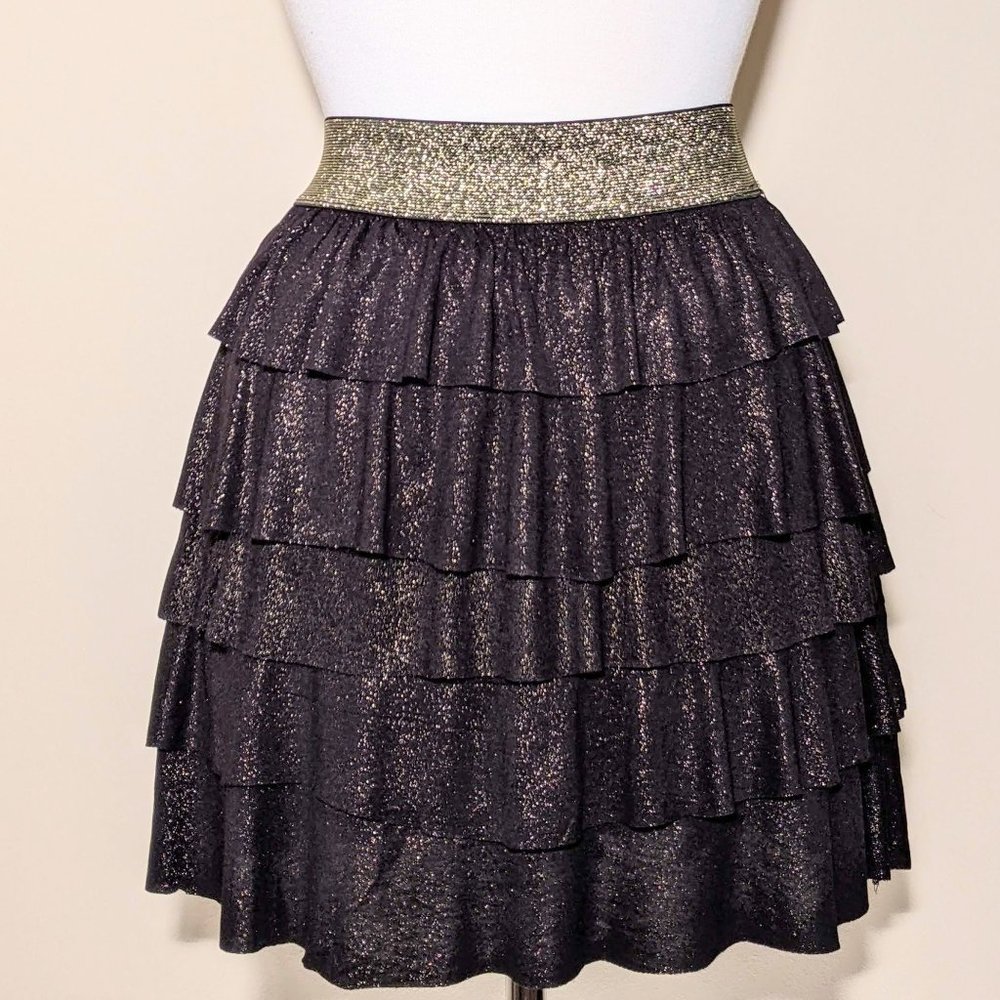 Forever 21 Layered Golden Sexy Black Mini Skirt